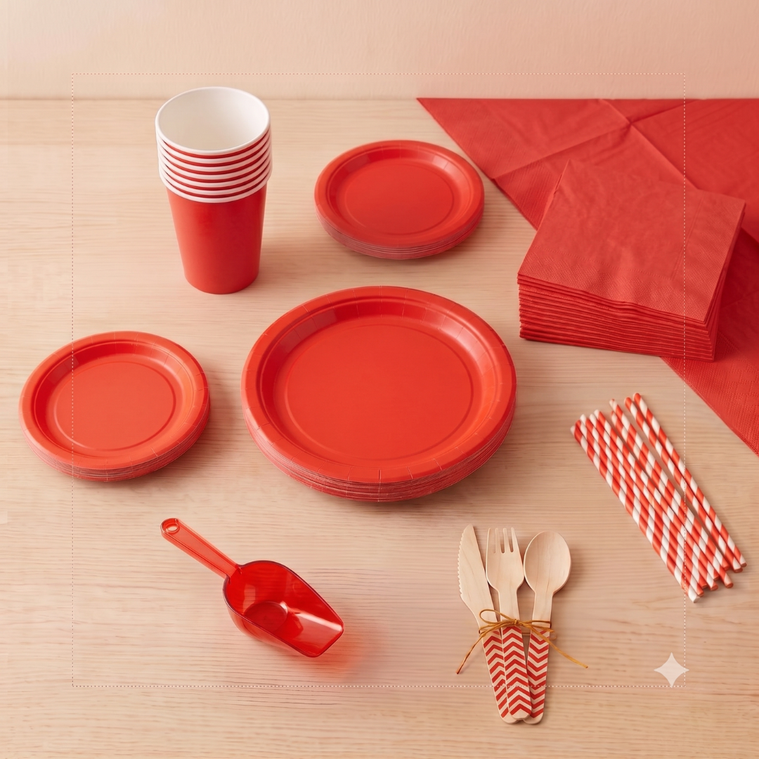 Mantel rectangular papel Rojo