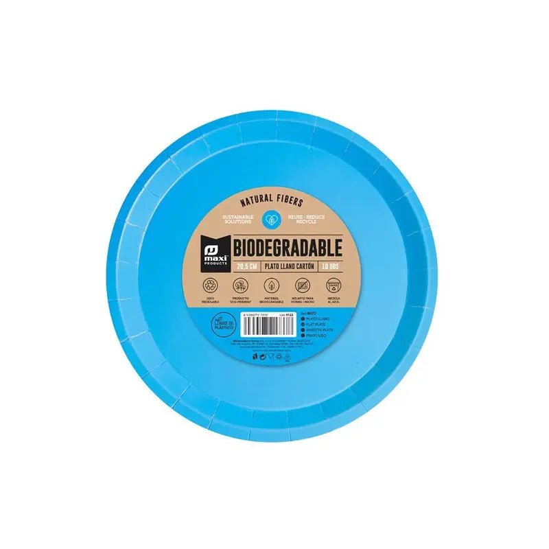 8 Platos Azul BIO 21 Cm - Mis Globos
