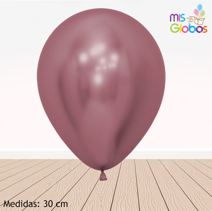 Globo Rosa Cromado hinchado con Helio por unidades.