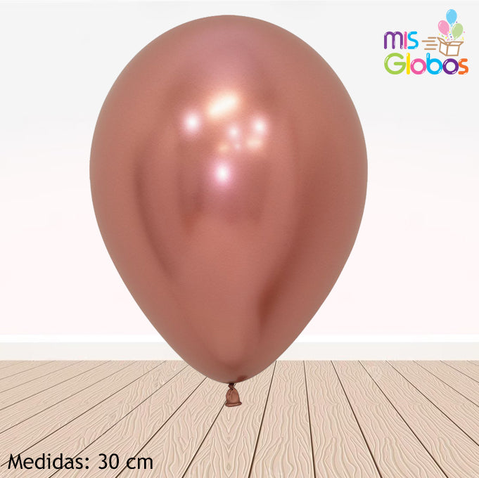 Globo Rose Gold Cromado hinchado con Helio por unidades.