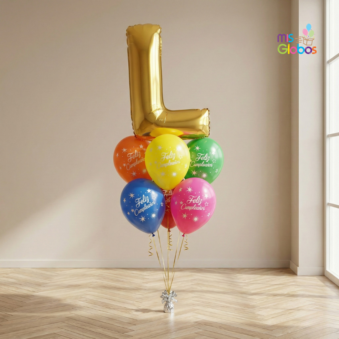 Ramo de globos Sigma Inicial Oro