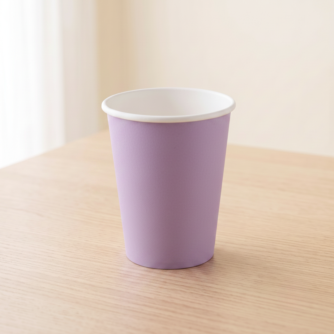 Vasos de cartón lila 210 ml | 8 unidades