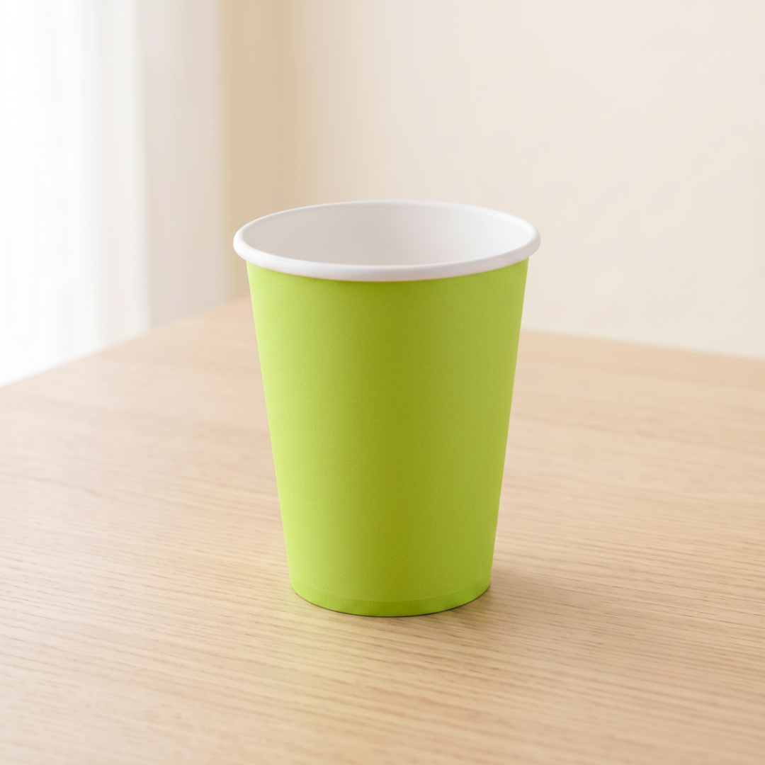 Vasos de cartón verde claro 210 ml | 8 unidades