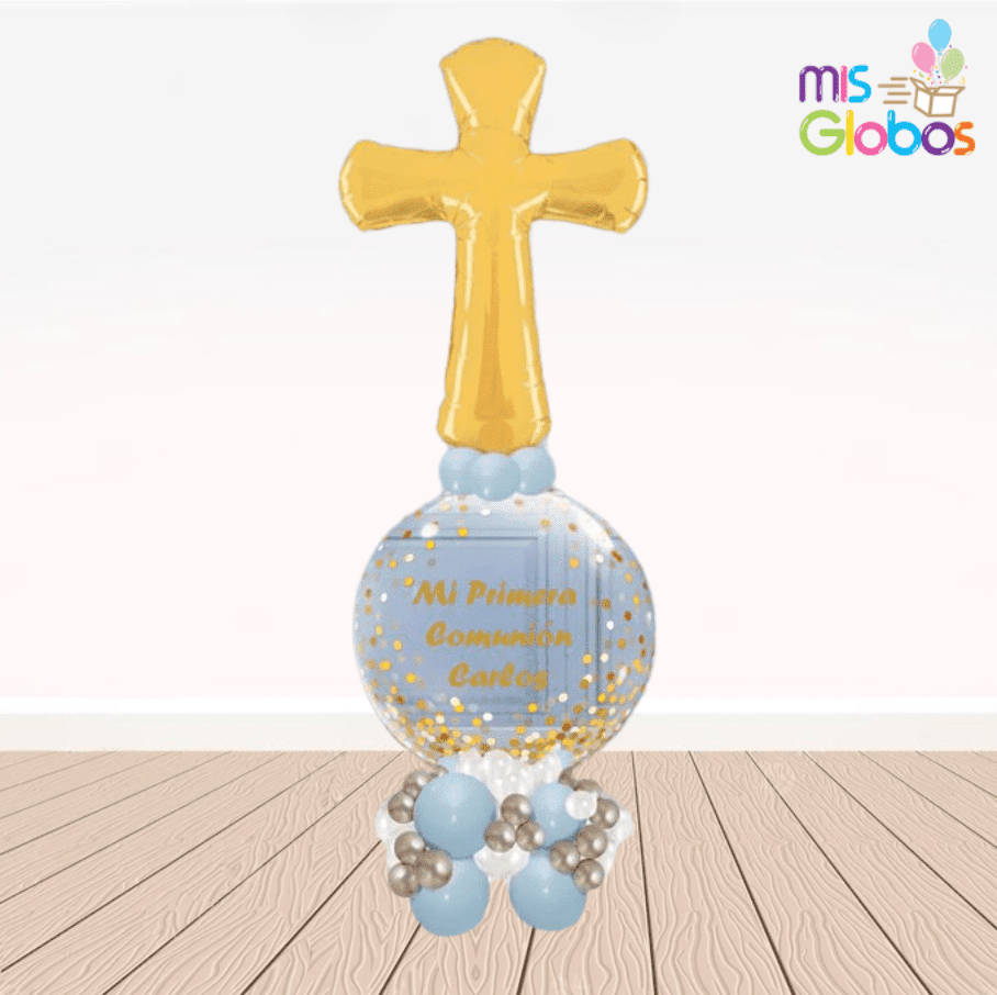 Arrebol Comunión Cruz Tonos azules