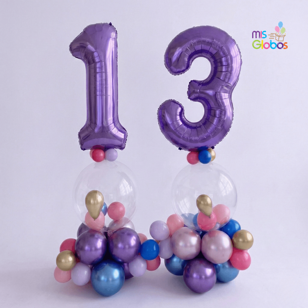 Arreglo Arrebol Doble Número - Mis Globos