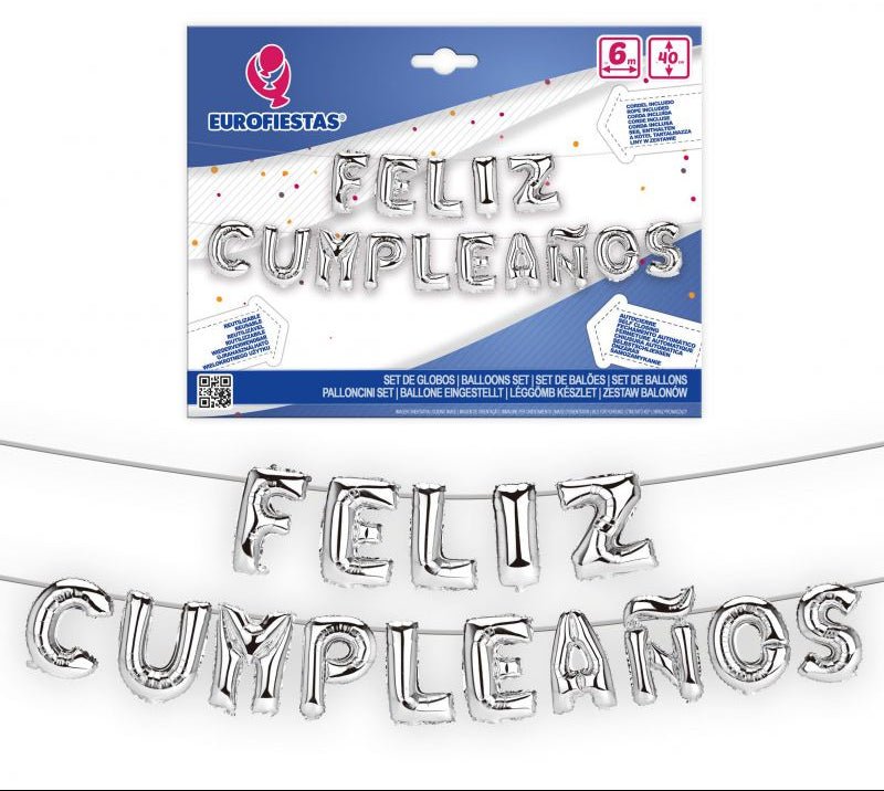 Banner de globos Feliz Cumpleaños