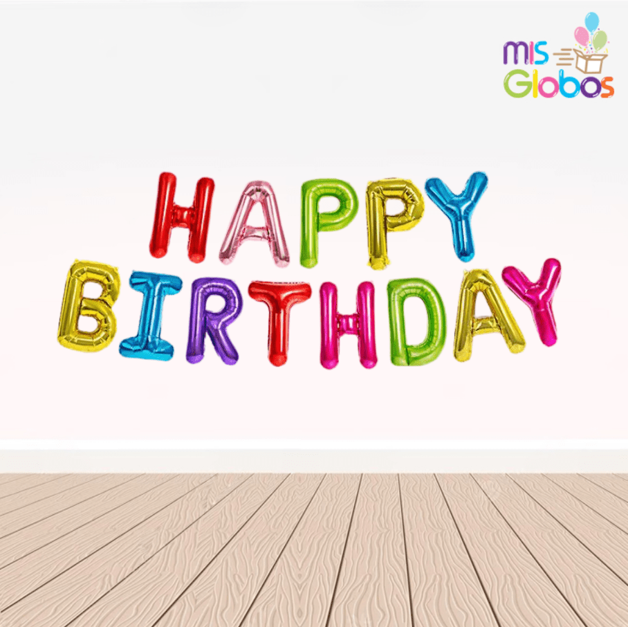 Banner de globos Happy Birthday Multicolor