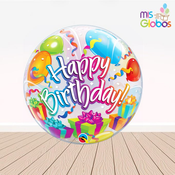 Burbuja Happy Birthday Fiesta Sorpresa - Mis Globos
