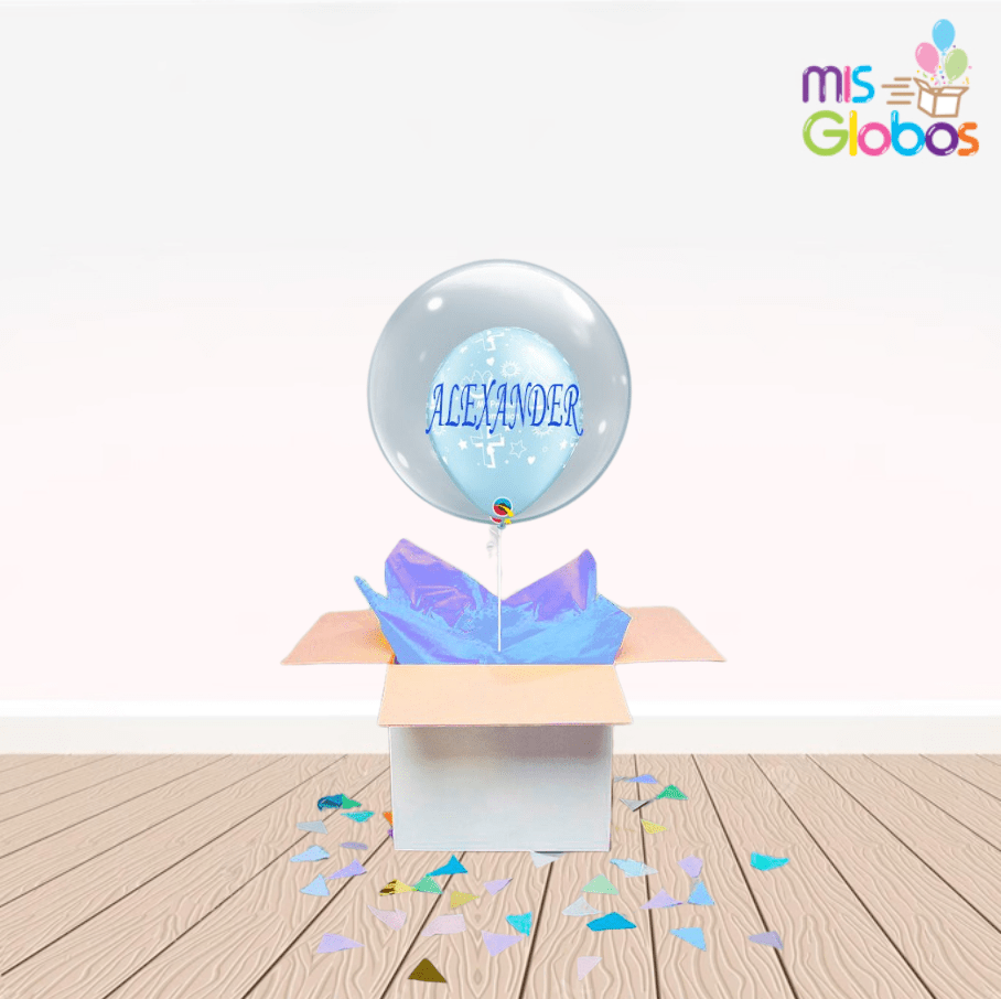 Caja Sorpresa Decoburbuja Comunión Azul