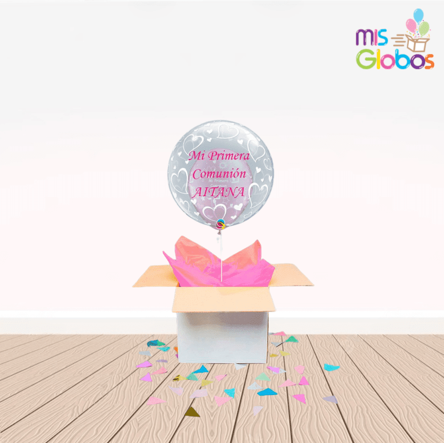 Caja Sorpresa Decoburbuja Comunión Rosa