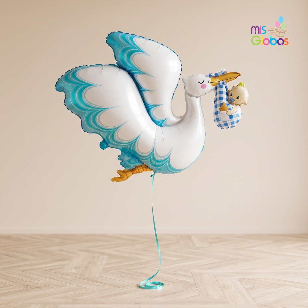 Globo Forma Cigüeña Bebé azul