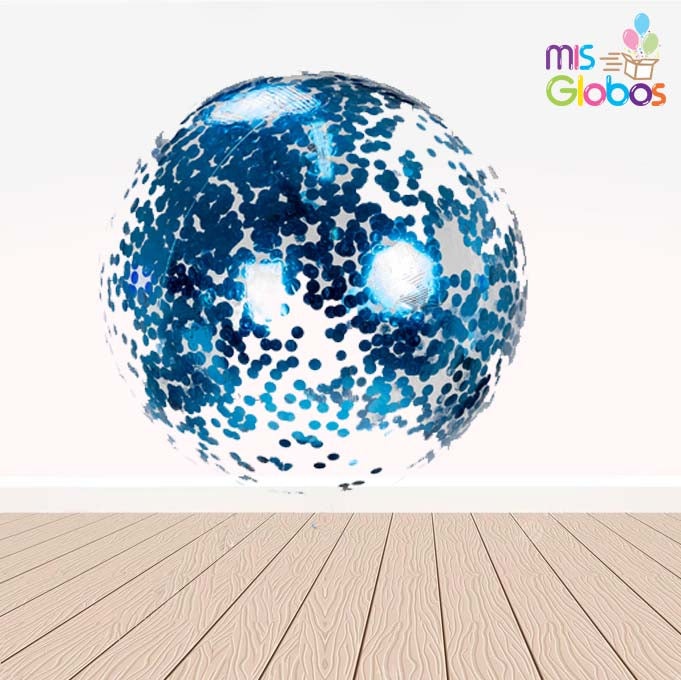 Decoburbuja 80 cm. con confeti metalizado - Mis Globos