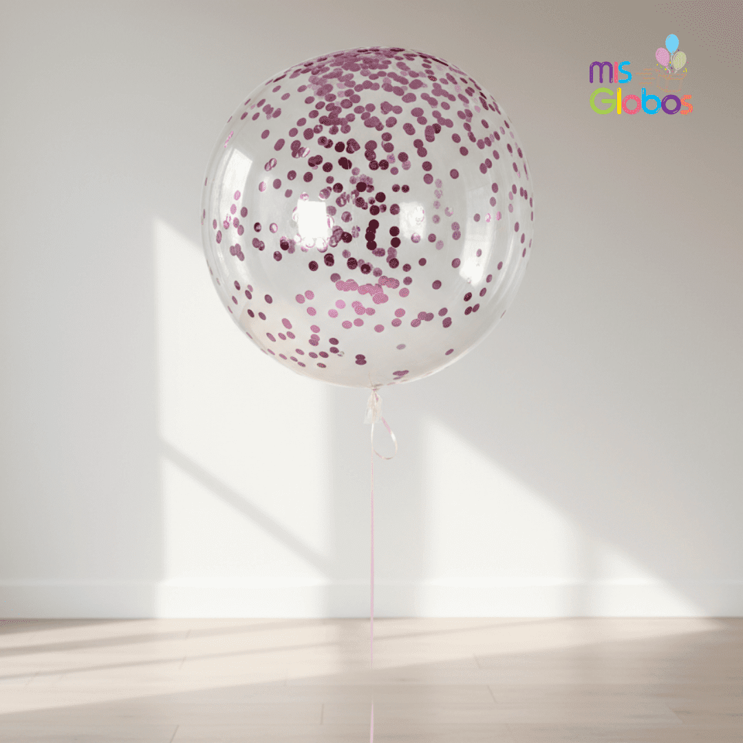 Decoburbuja 80 cm. con confeti metalizado - Mis Globos