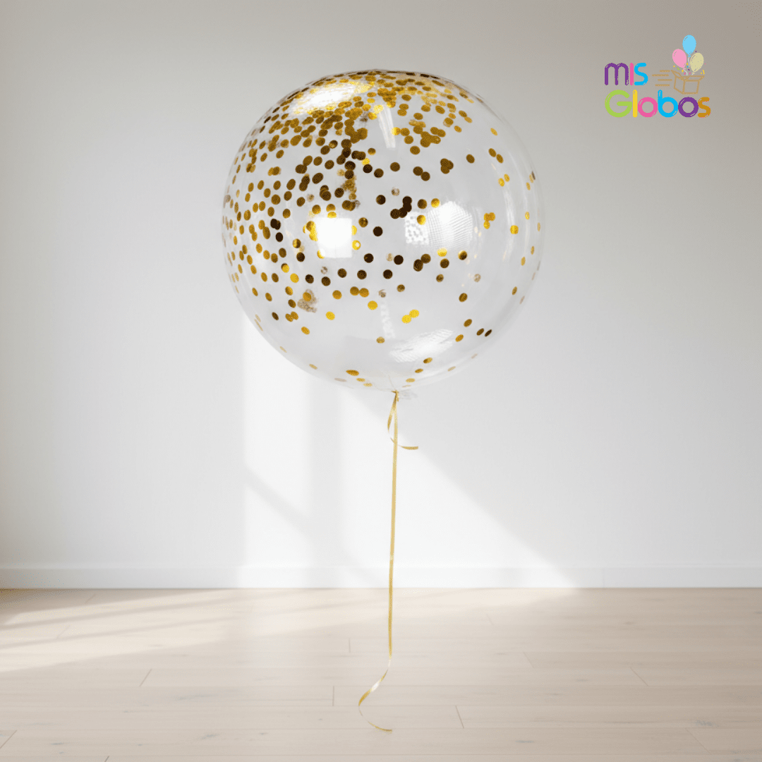 Decoburbuja 80 cm. con confeti metalizado - Mis Globos