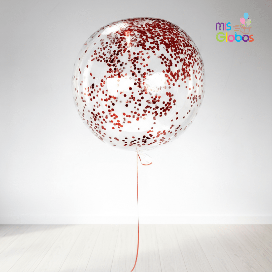 Decoburbuja 80 cm. con confeti metalizado - Mis Globos