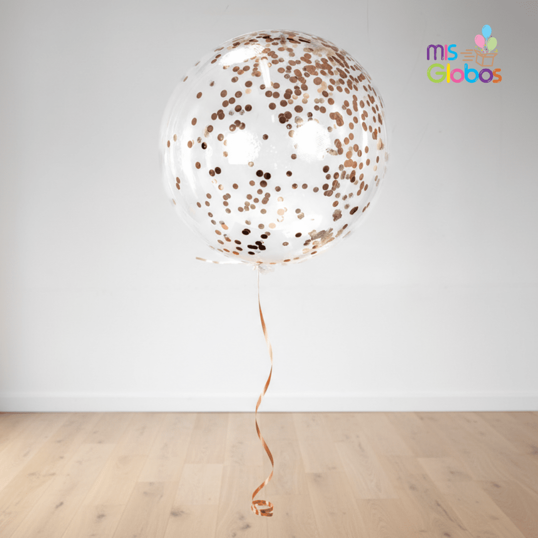 Decoburbuja 80 cm. con confeti metalizado - Mis Globos