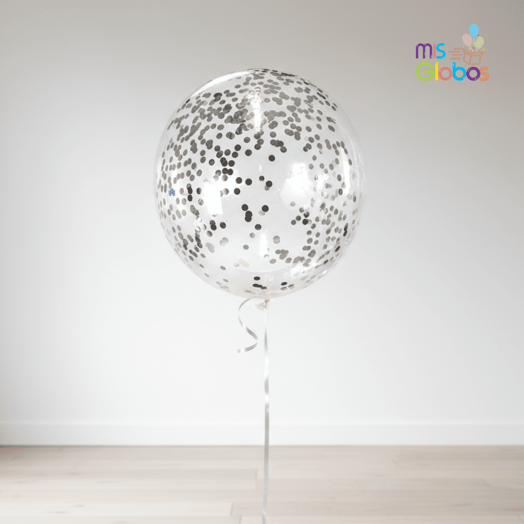 Decoburbuja 80 cm. con confeti metalizado - Mis Globos