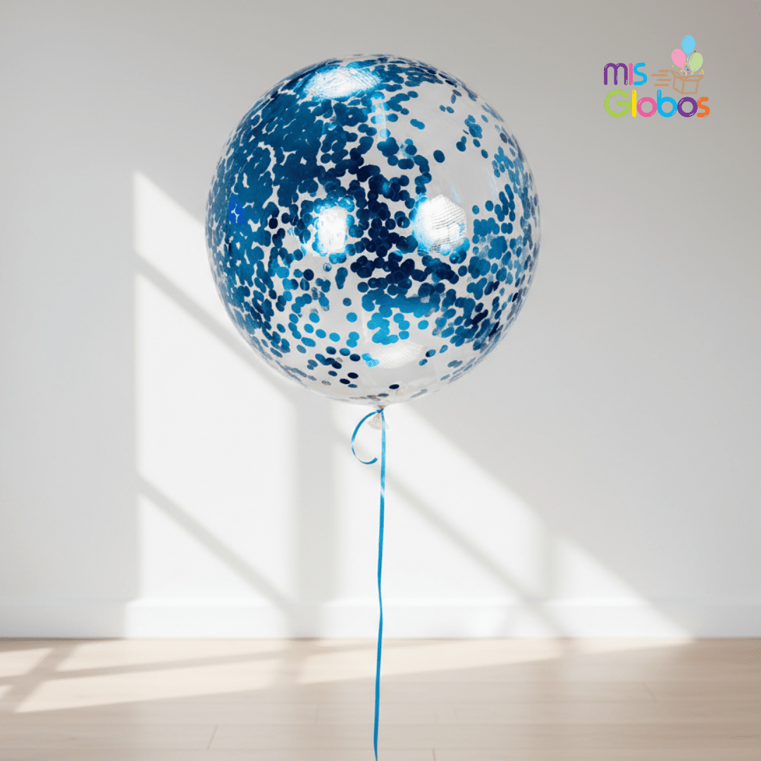 Decoburbuja 80 cm. con confeti metalizado - Mis Globos