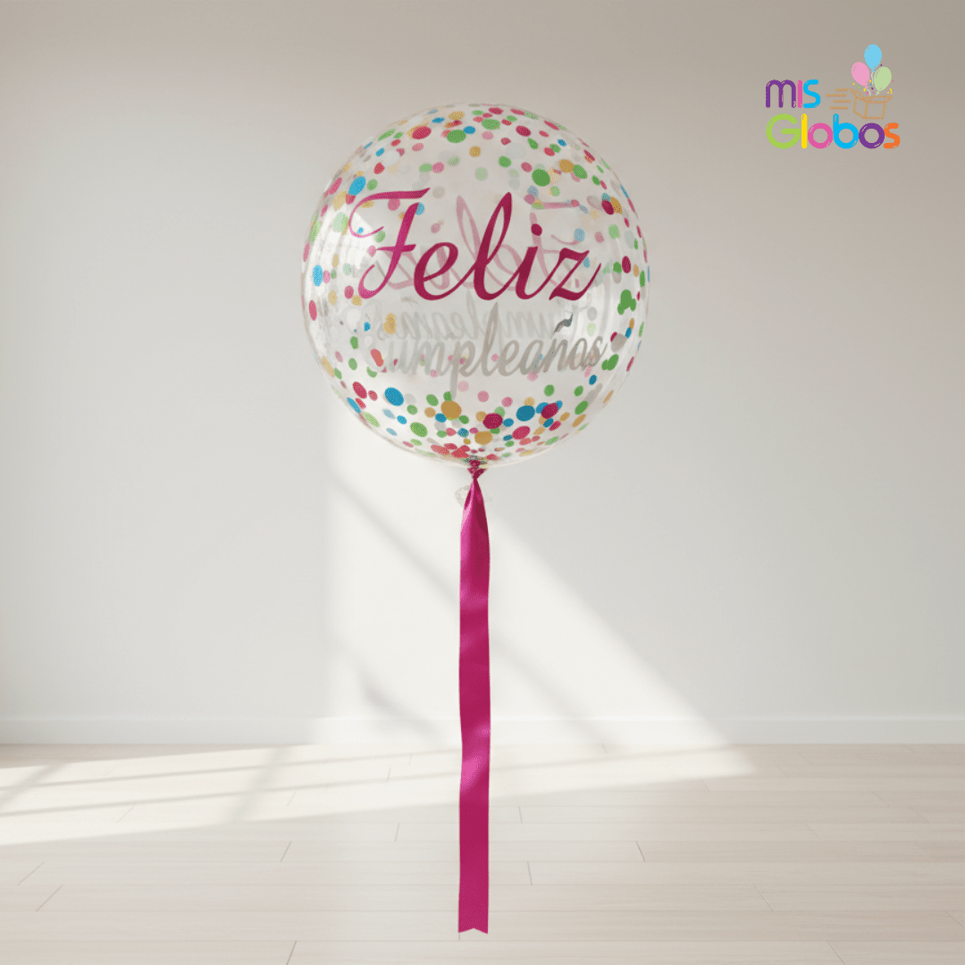 Decoburbuja Feliz Cumpleaños Confeti