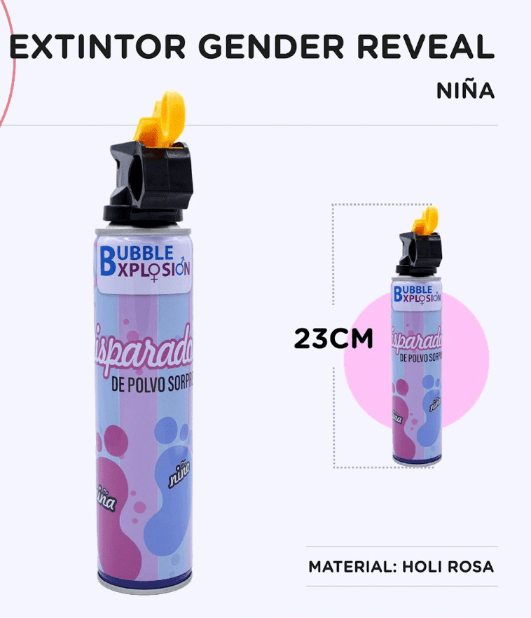 Extintor Gender Reveal – Niña Holi Rosa