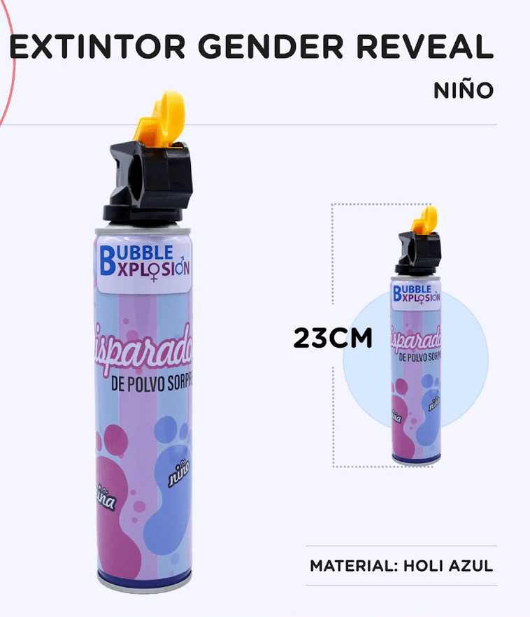Extintor Gender Reveal – Niño Holi Azul