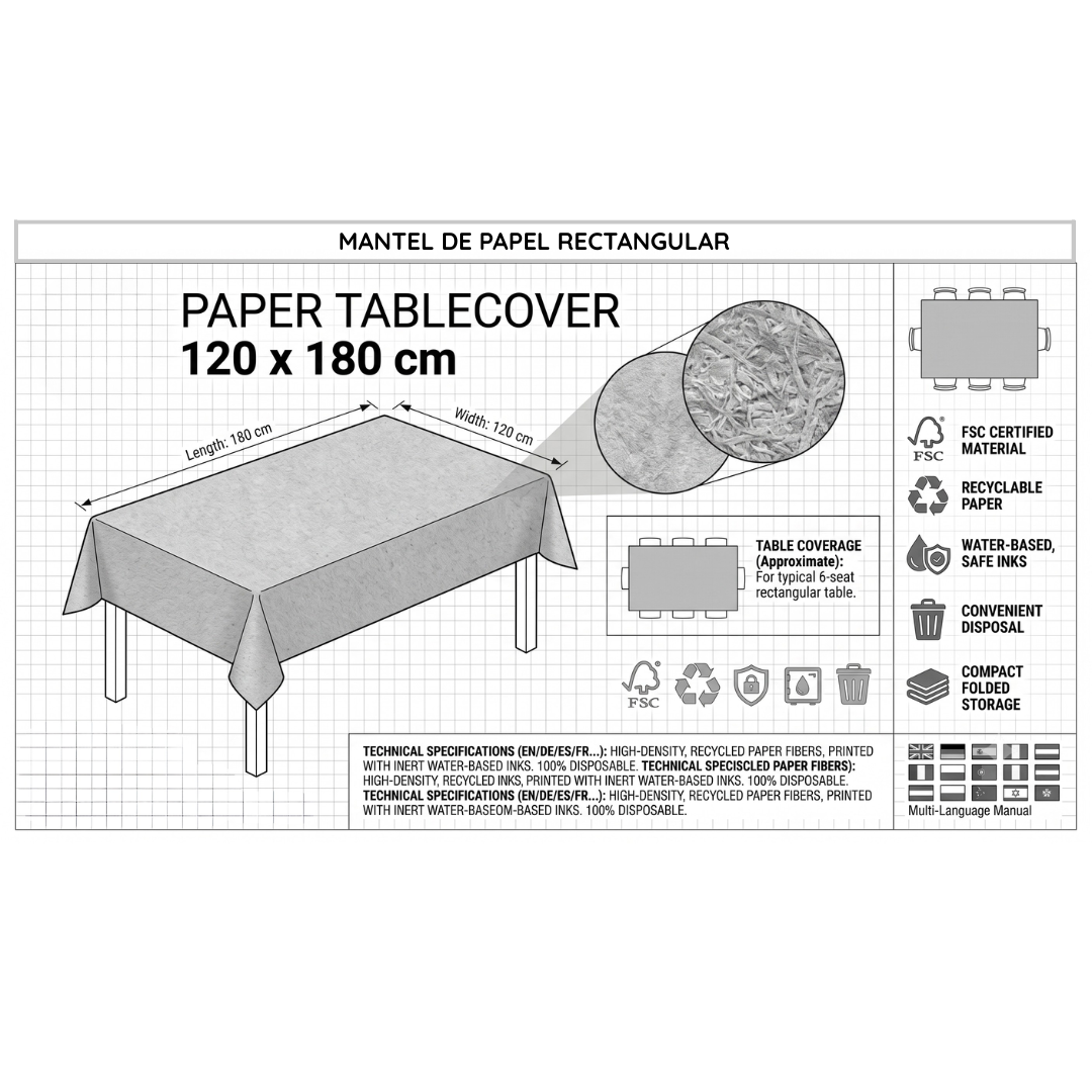 Mantel rectangular papel Rosa