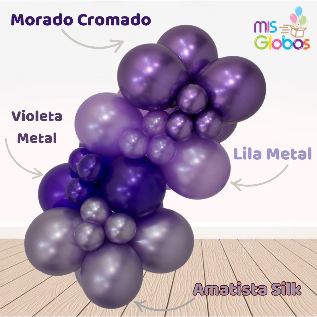 Globo Lila metal hinchado con Helio por unidades.