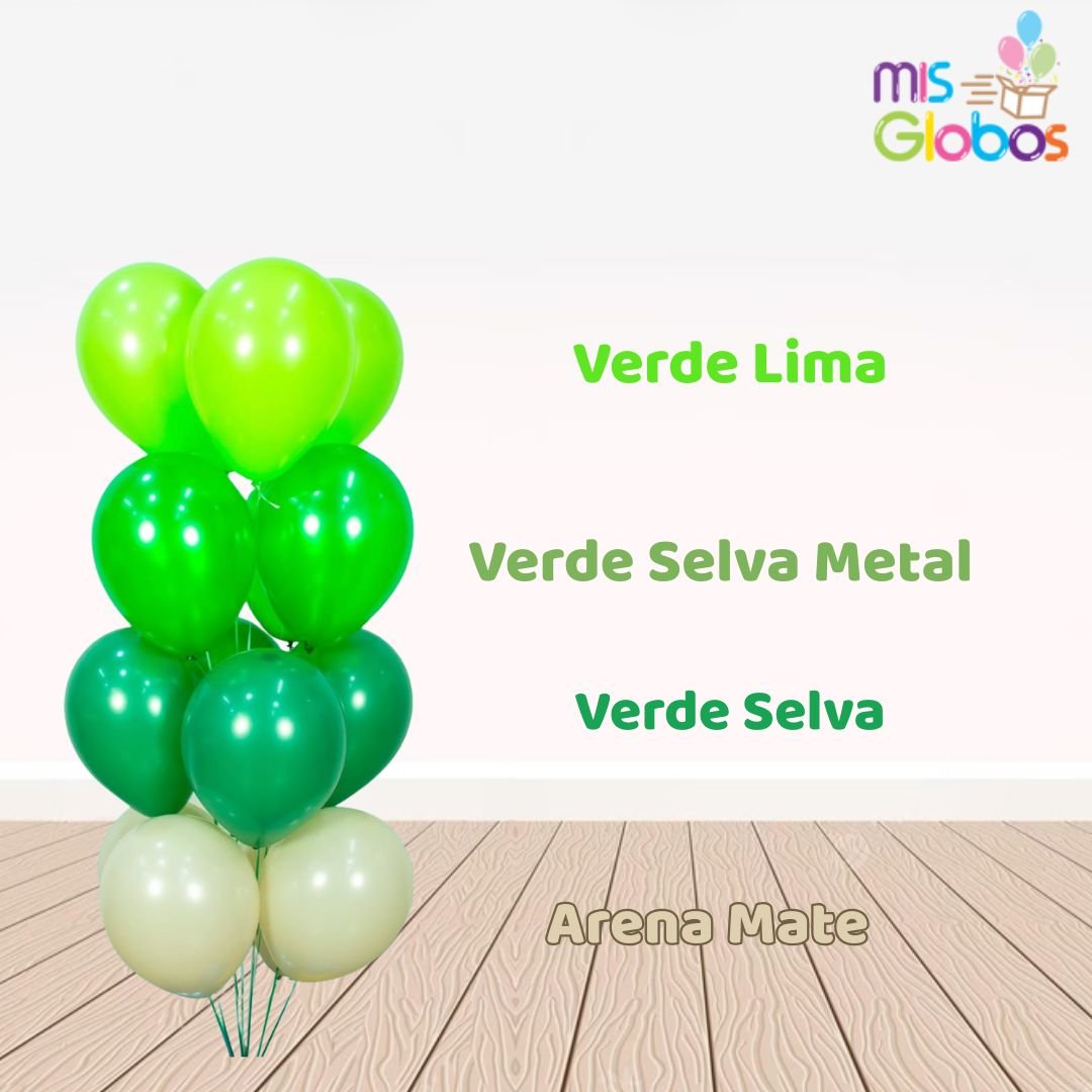 Globo Verde Selva mate hinchado con Helio por unidades.