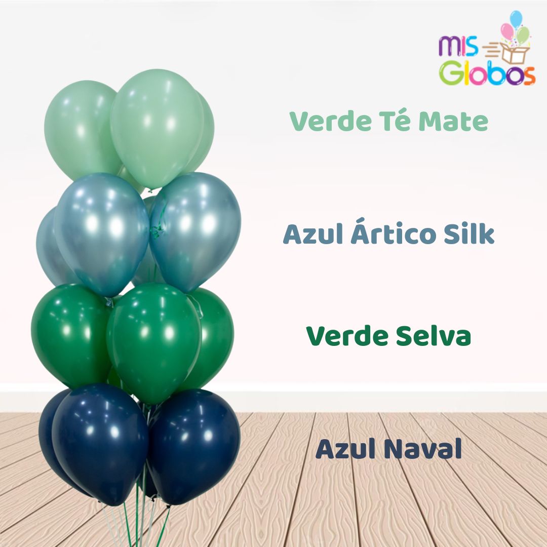 Globo Verde Selva mate hinchado con Helio por unidades.