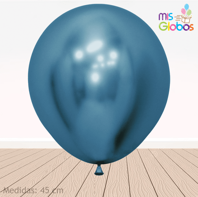 Globo Azul Cromado hinchado con Helio por unidades. - Mis Globos