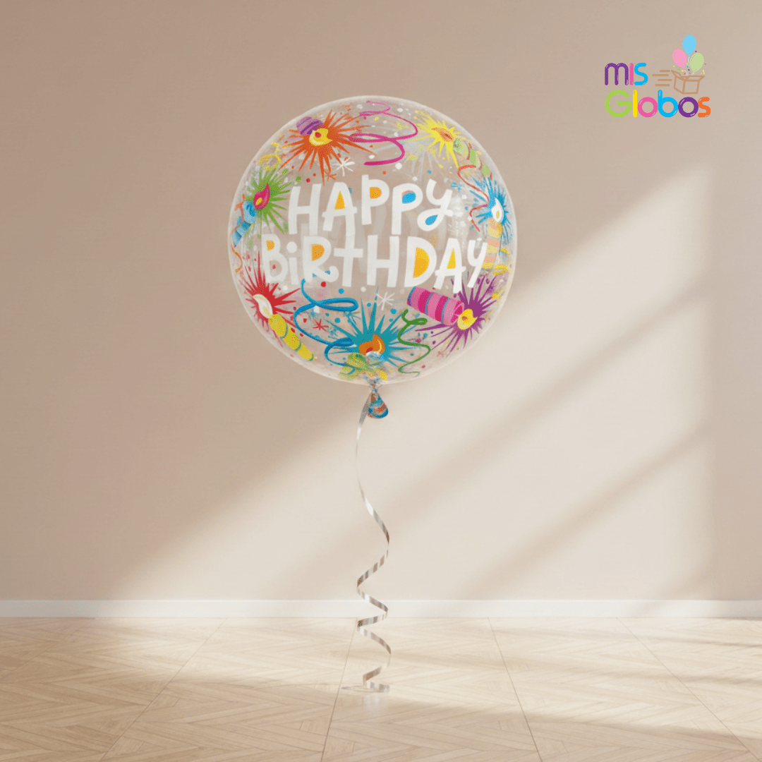 Globo Burbuja Happy Birthday Velitas - Mis Globos