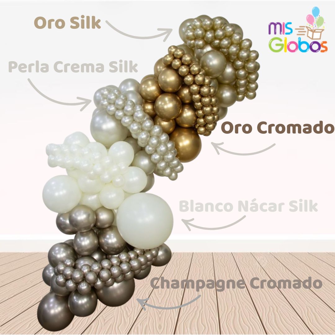 Globo Perla Crema Silk hinchado con Helio por unidades.