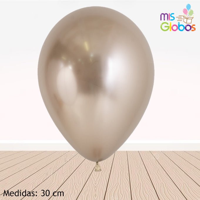 Globo Champagne Cromado hinchado con Helio por unidades. - Mis Globos
