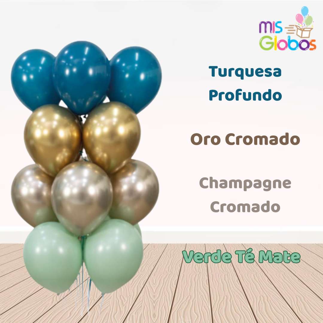 Globo Turquesa Profundo mate hinchado con Helio por unidades.