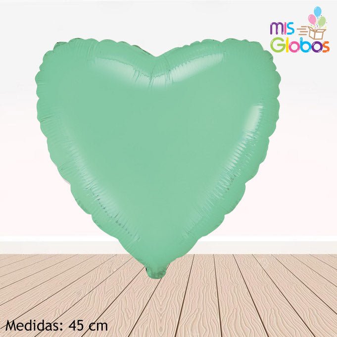Globo Corazón 45 Cm. Verde menta - Mis Globos