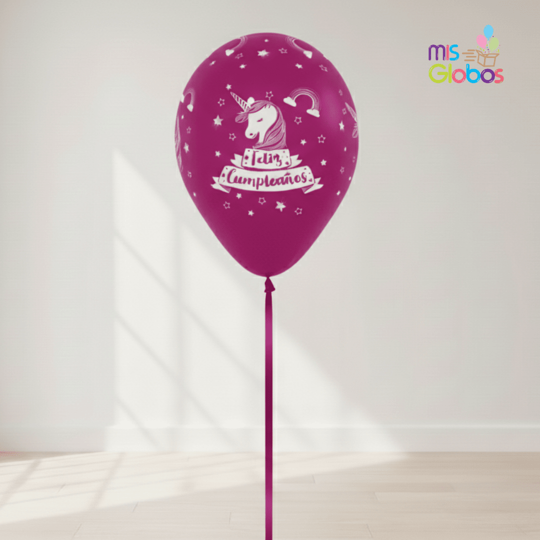Globo de látex Feliz Cumpleaños Unicornio