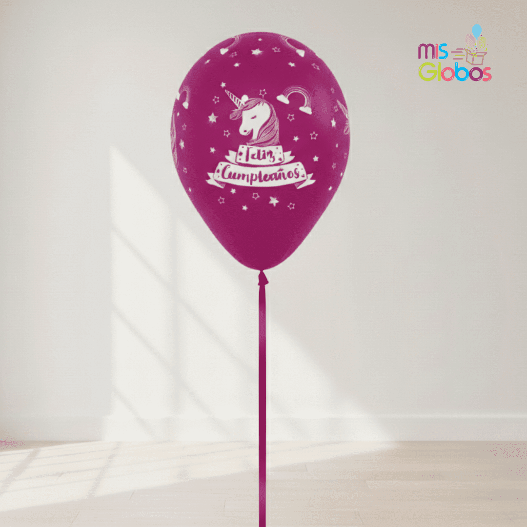 Globo de látex Feliz Cumpleaños Unicornio