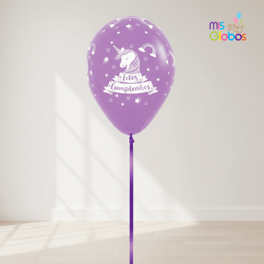 Globo de látex Feliz Cumpleaños Unicornio