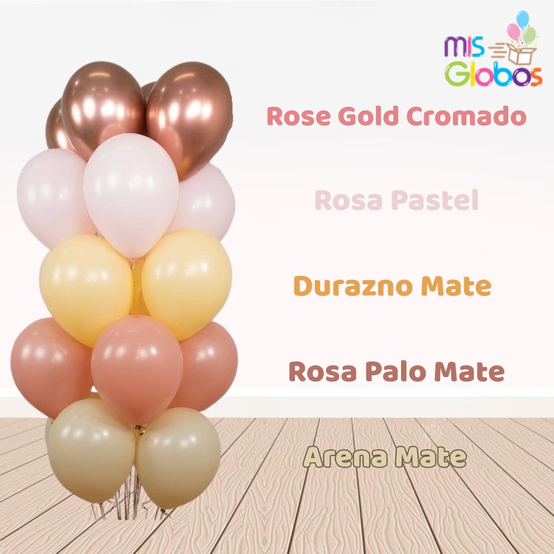 Globo Durazno carne mate hinchado con Helio por unidades.