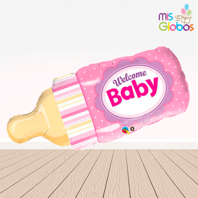 Globo Forma Biberón rosa