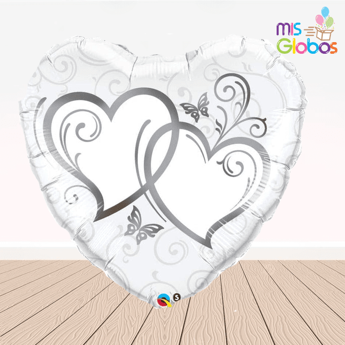 Globo Forma Corazones plata gigante