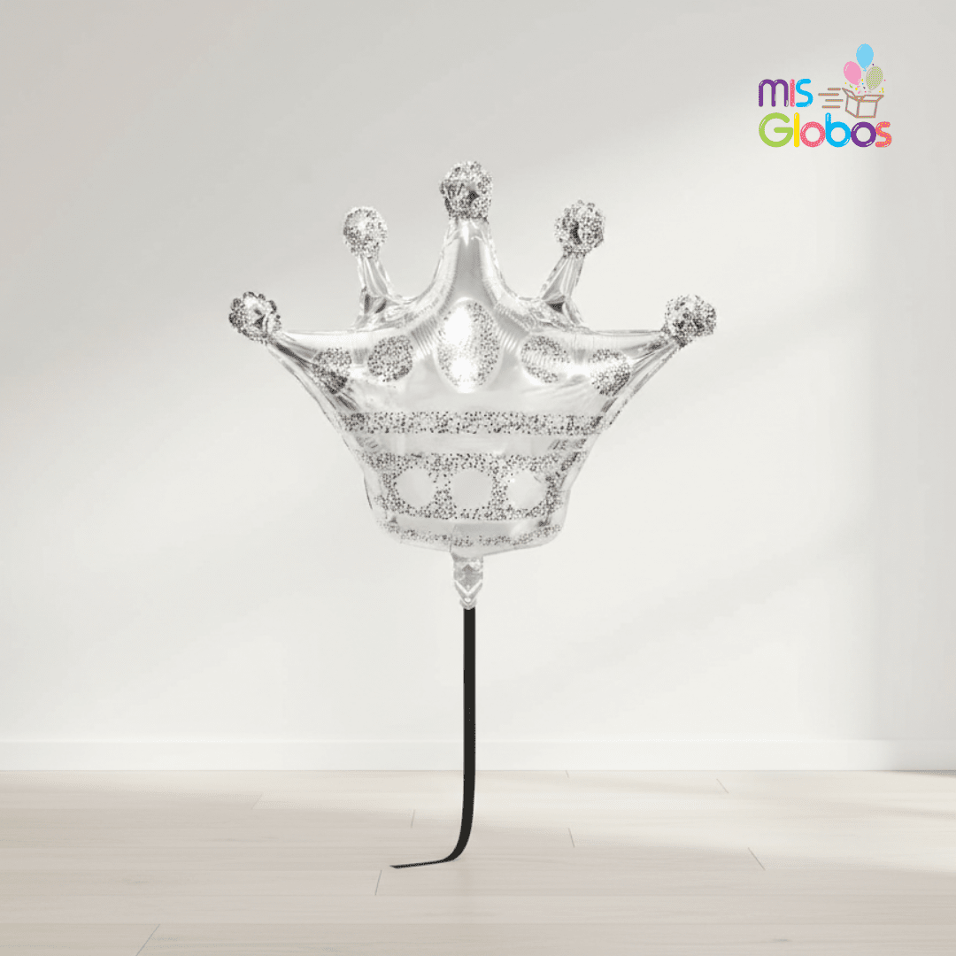 Globo Forma Corona Mediana Plata