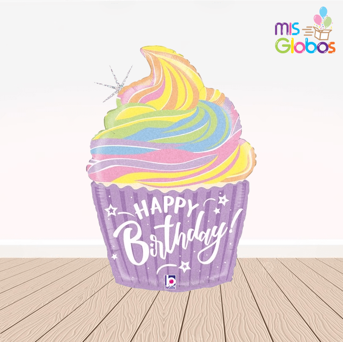 Globo forma Cupcake Happy Birthday - Mis Globos