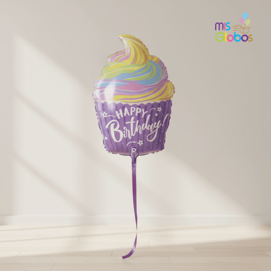 Globo Forma Cupcake Happy Birthday