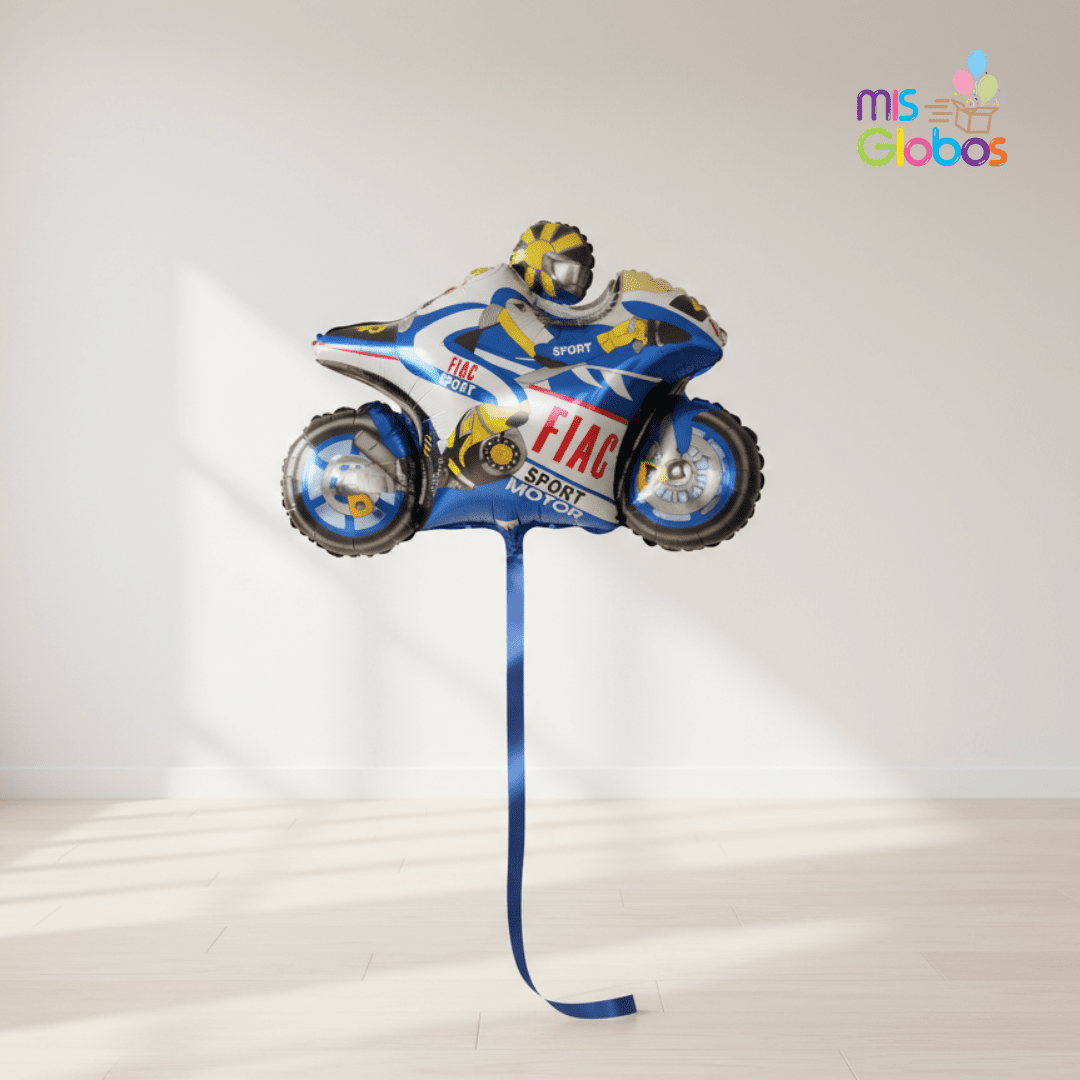 Globo Forma Moto de Carrera Azul