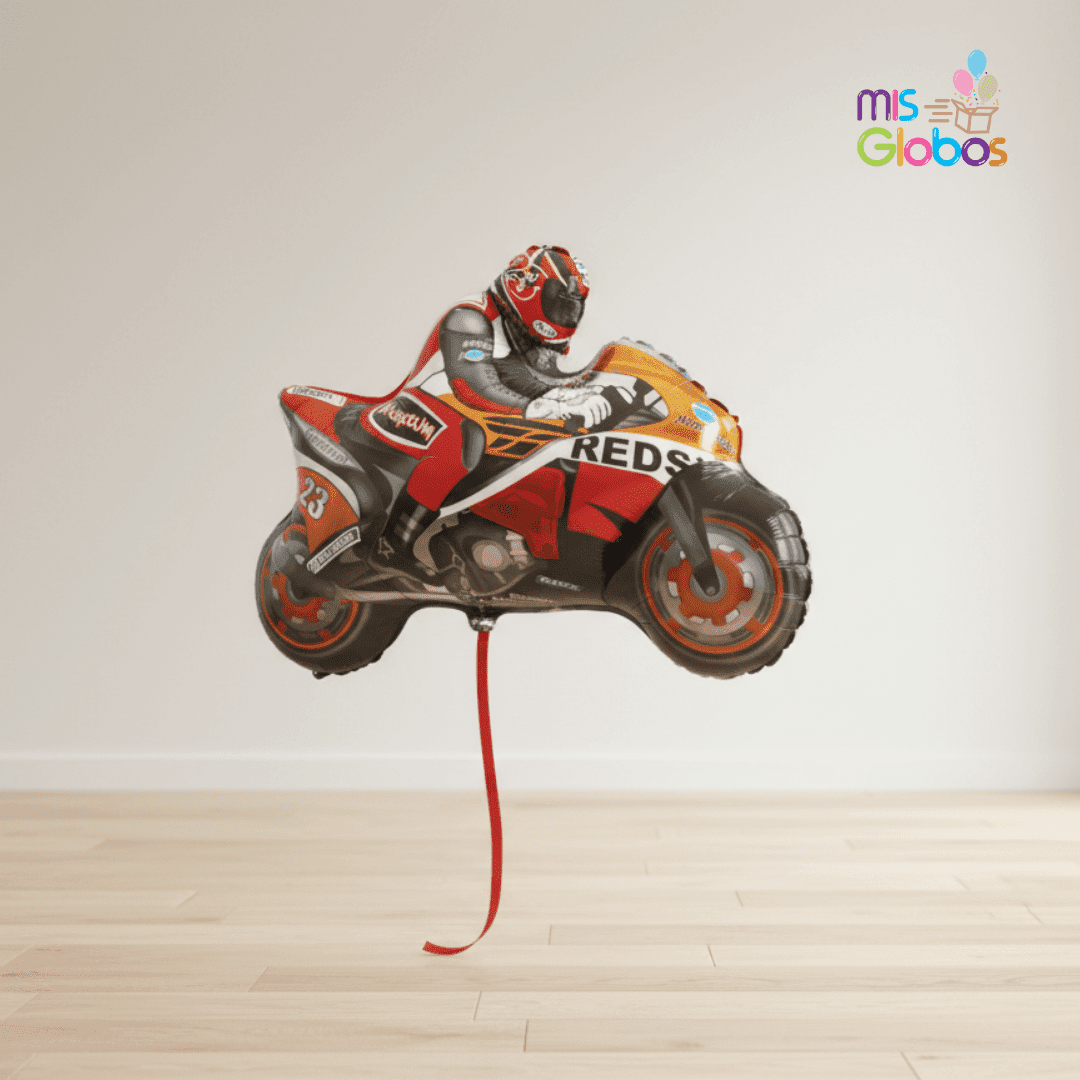 Globo Forma Moto de Carrera Naranja