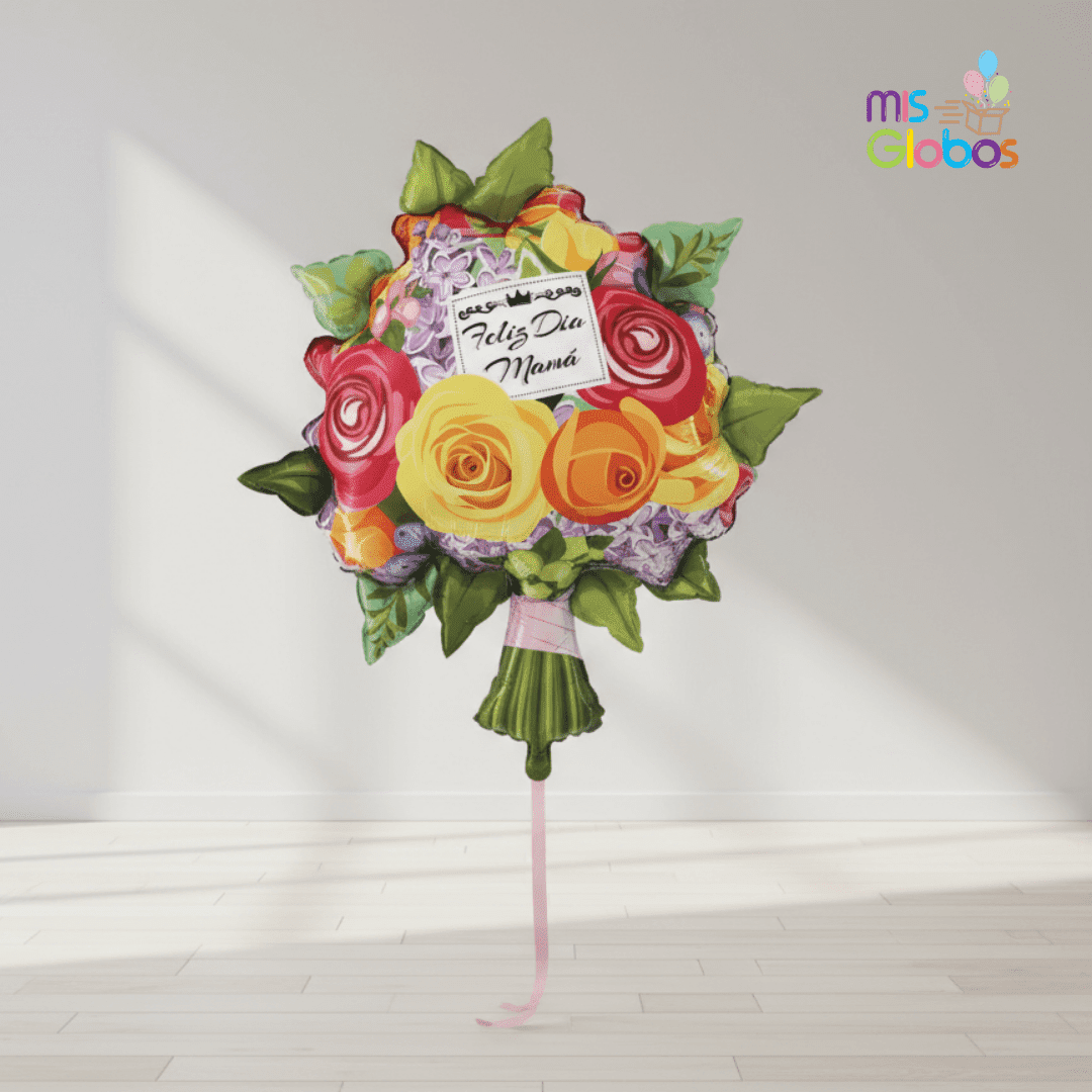 Globo Forma ramo de flores Feliz día Mamá