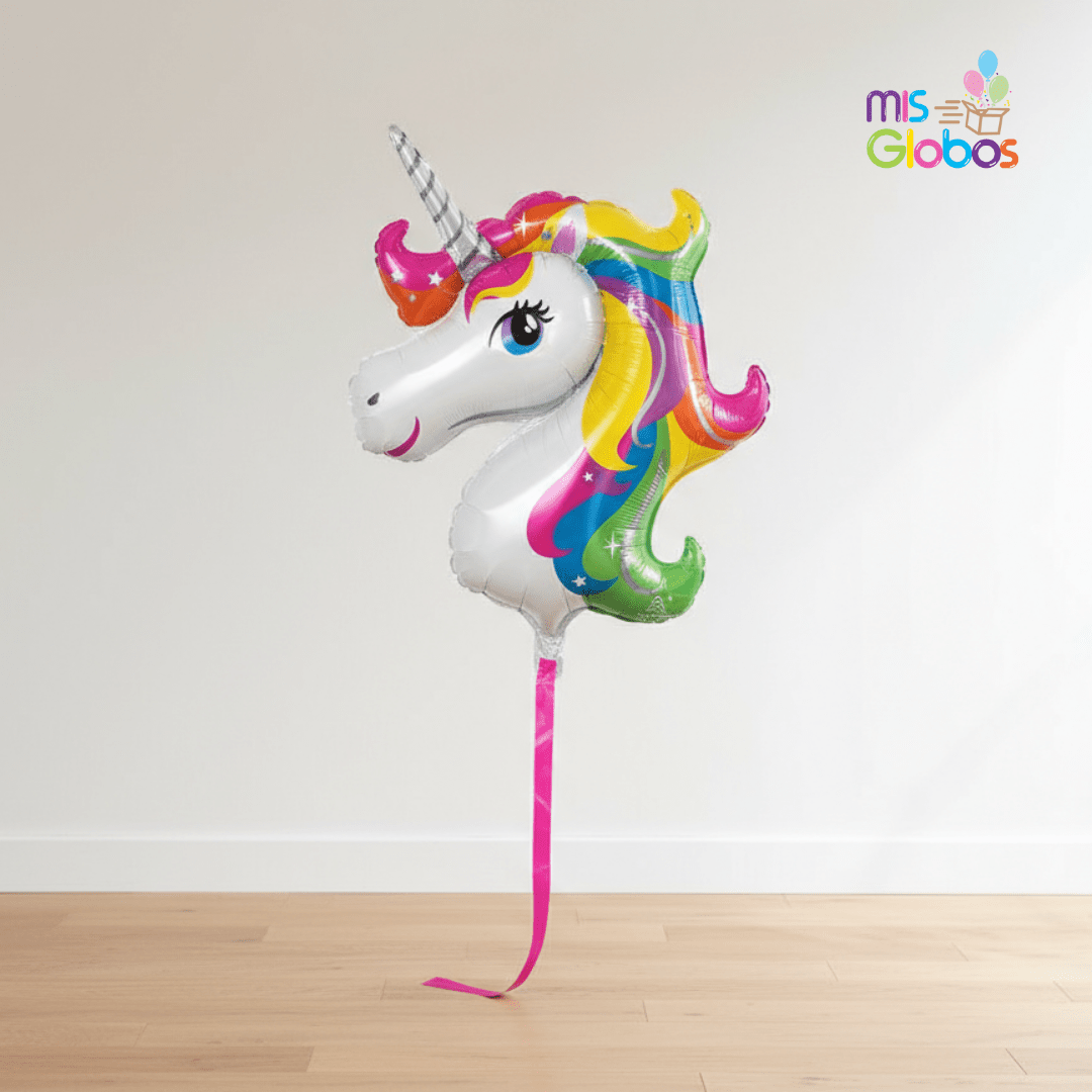 Globo forma Unicornio Colorido - Mis Globos
