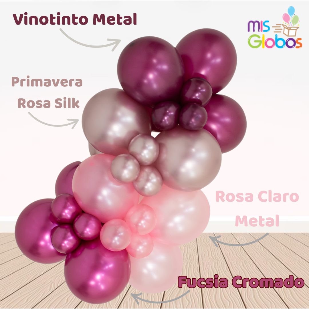 Globo Vinotinto metal hinchado con Helio por unidades