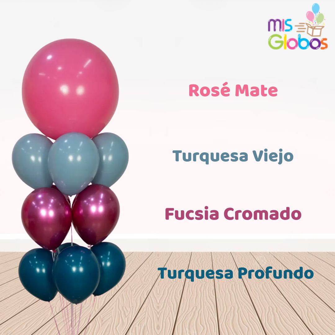 Globo Rosé mate hinchado con Helio por unidades